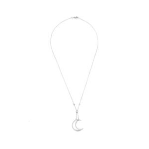 collana oro bianco con pendente a forma di luna e diamanti