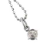 retro di ciondolo diamante su collana punto luce maglia pallini in oro bianco