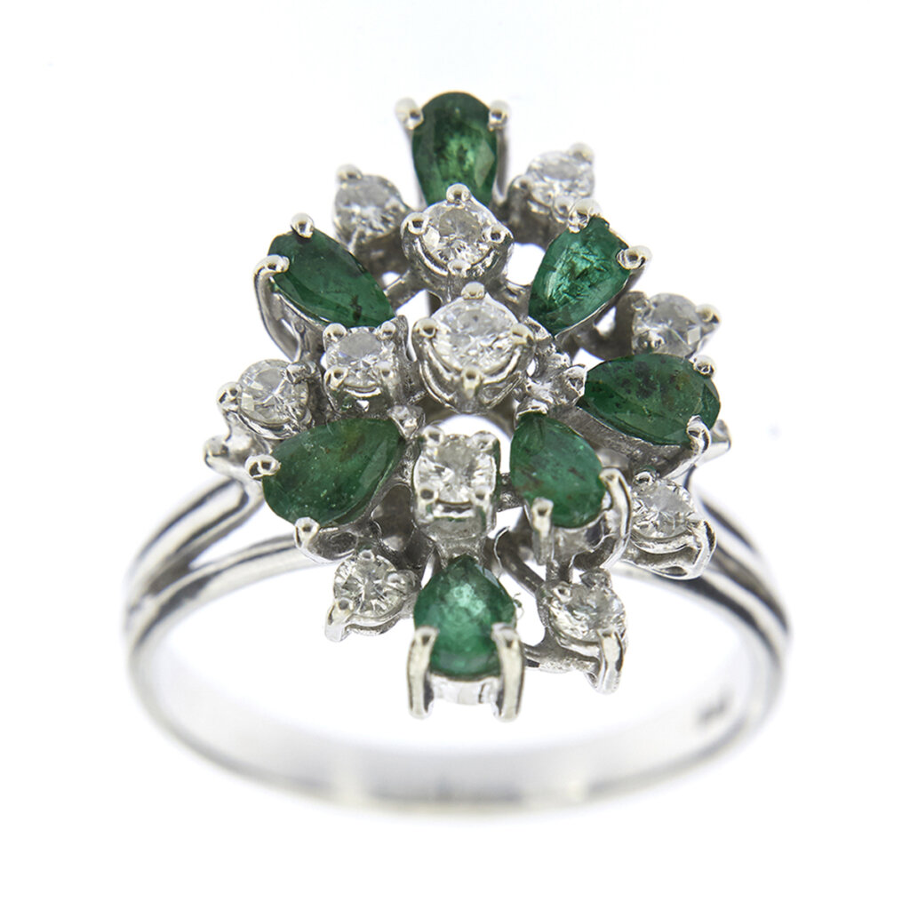 Ring with Diamonds and Emeralds