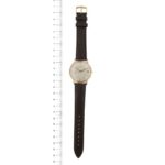 orologio Zenith oro rosa con cinturino marrone foto paragone righello per lunghezza in cm