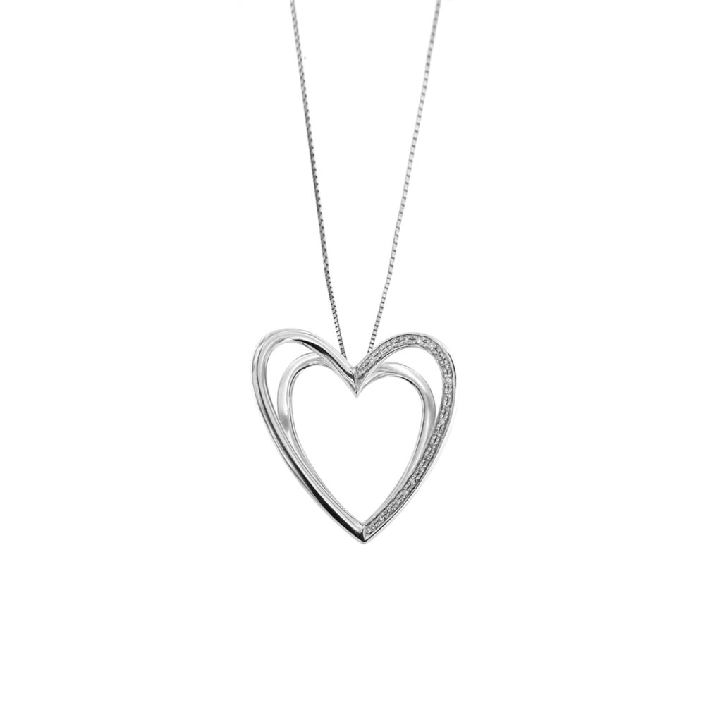 Necklace with double heart pendant