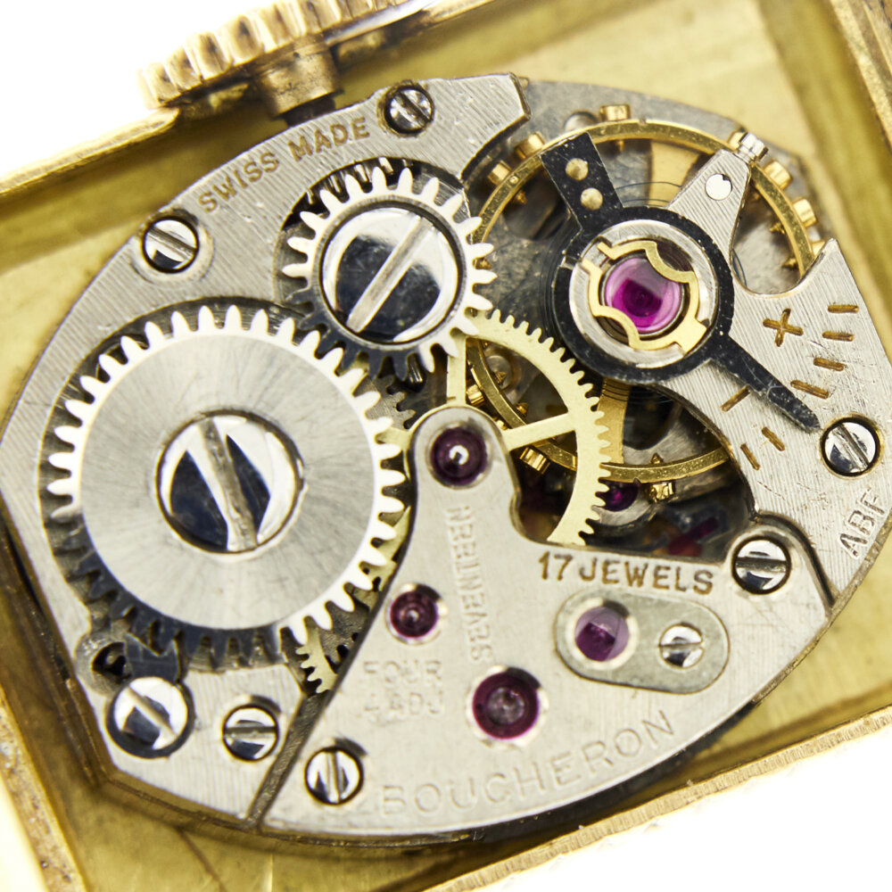 Meccanismo interno orologio Boucheron in oro giallo da donna
