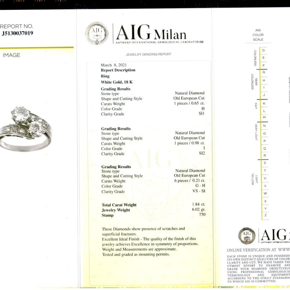 Certificato diamanti anello oro bianco contrarie con diamanti