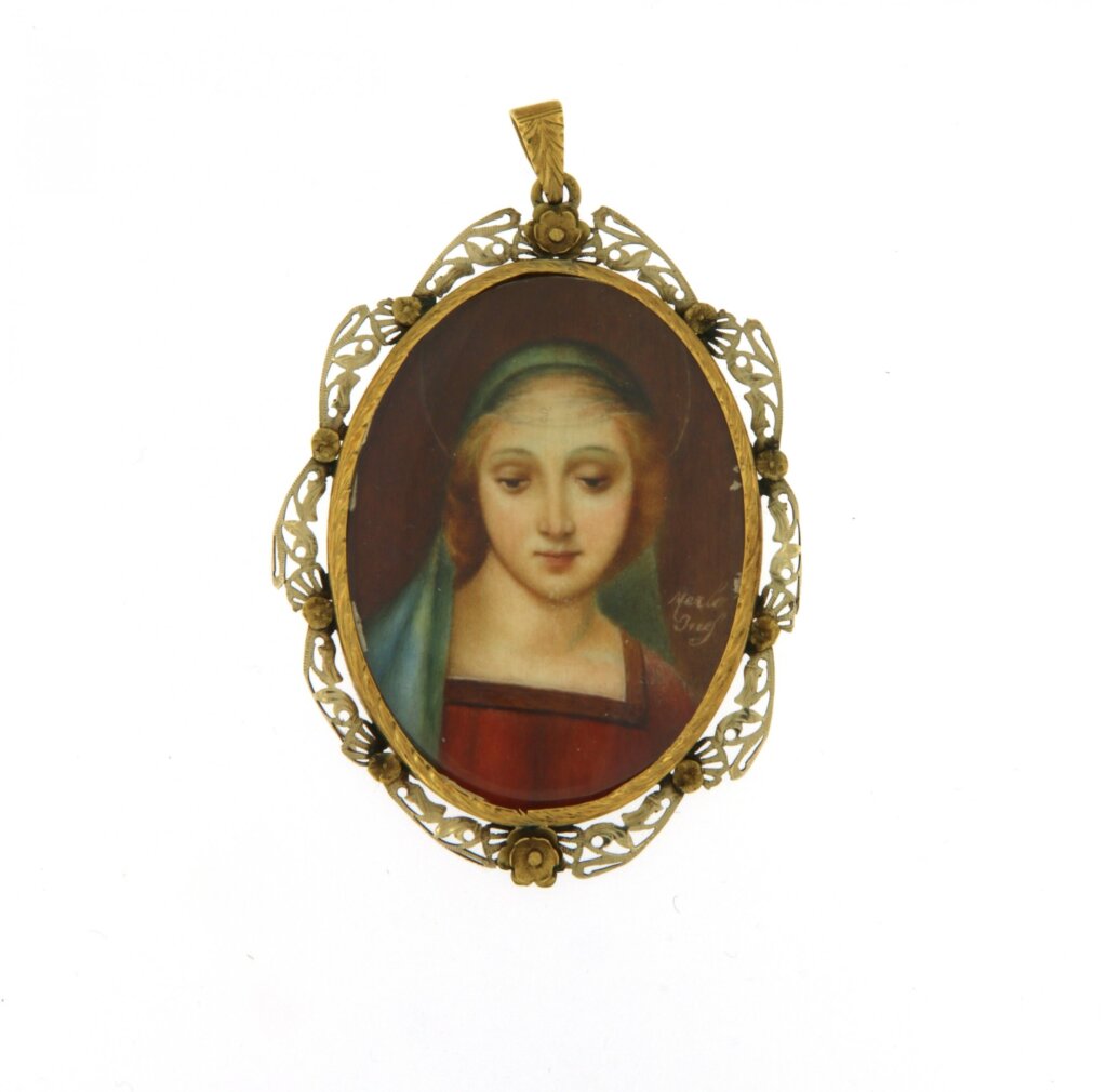 Pendant with Painted Holy Virgin
