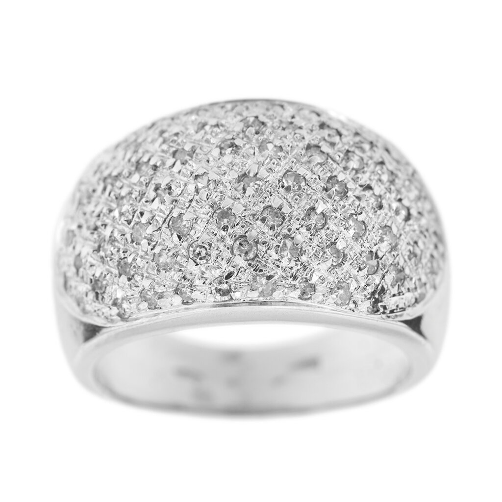 Band ring with paved diamonds