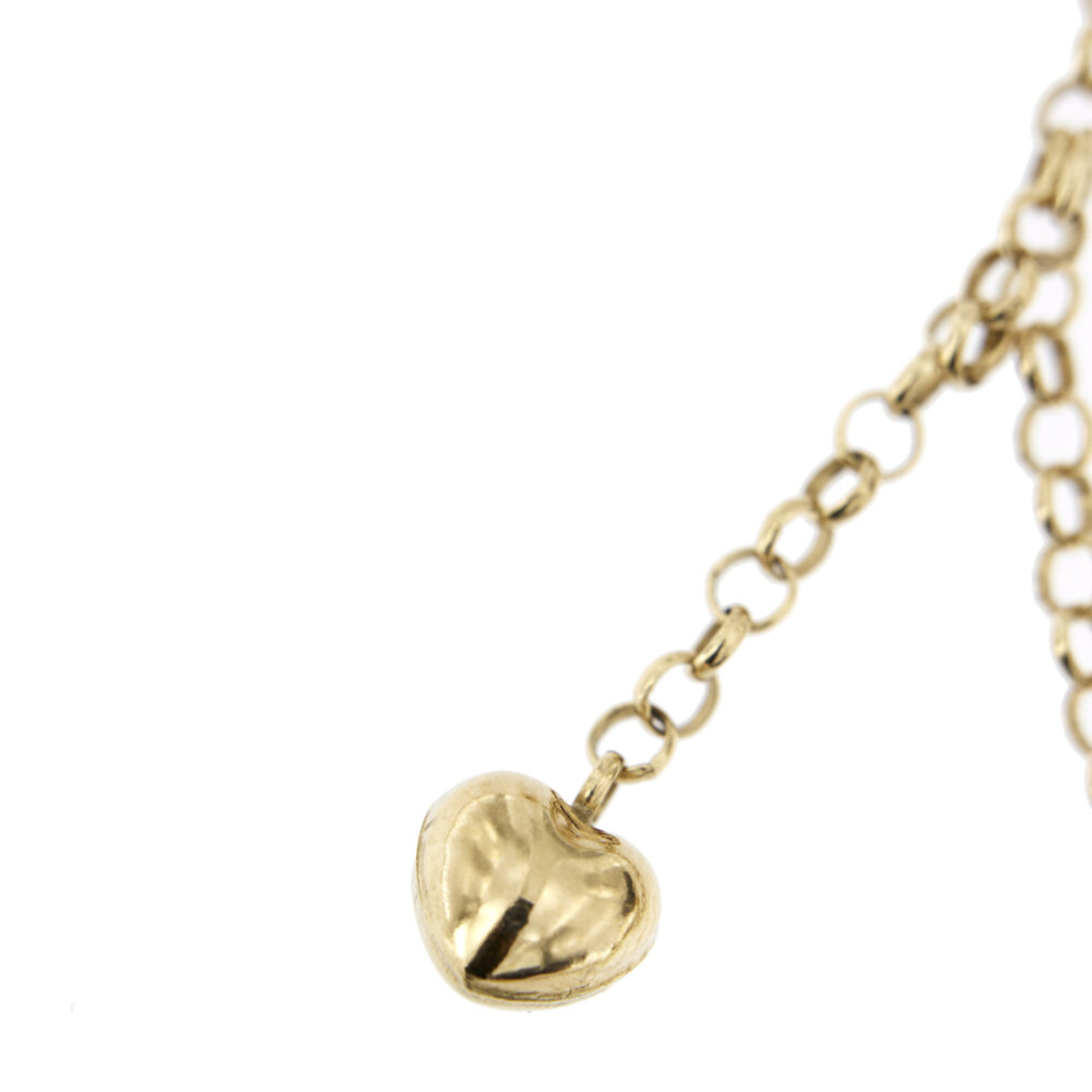Collana oro giallo con pendenti a forma di cuore zoom cuore pendente
