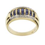 anello a fascia in oro giallo con zaffiri e diamanti 6 zoom