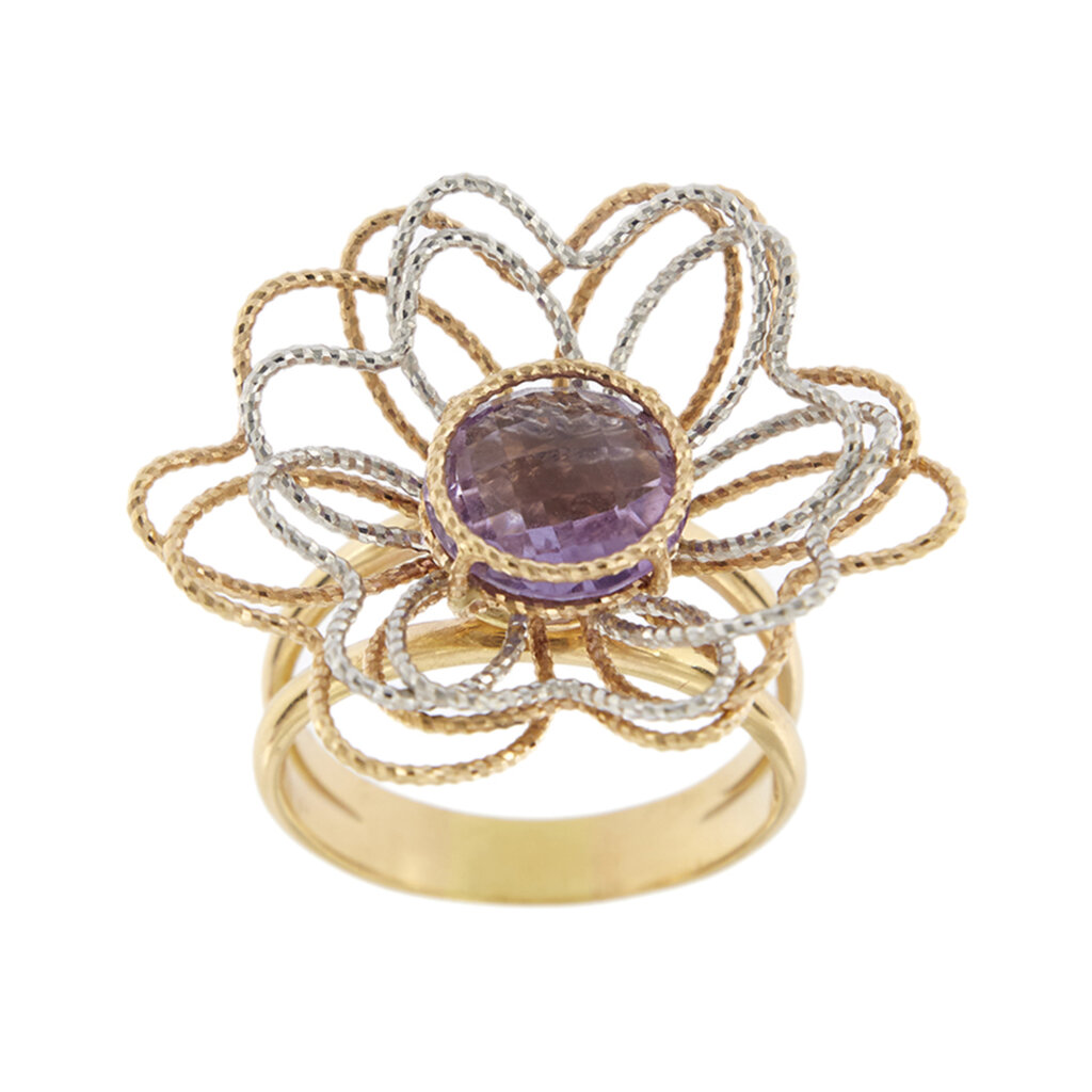 Flower ring with amethyst
