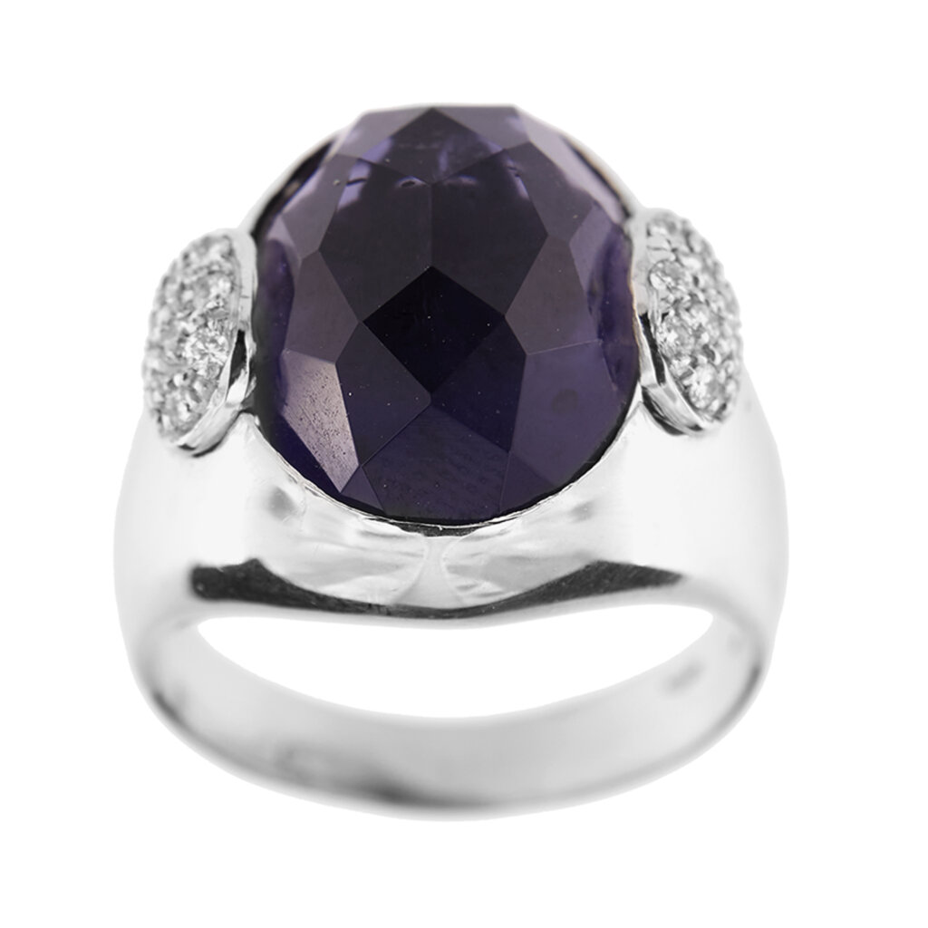 Iolite and diamonds ring