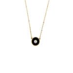 collana oro giallo con ciondolo smaltato con diamante centrale