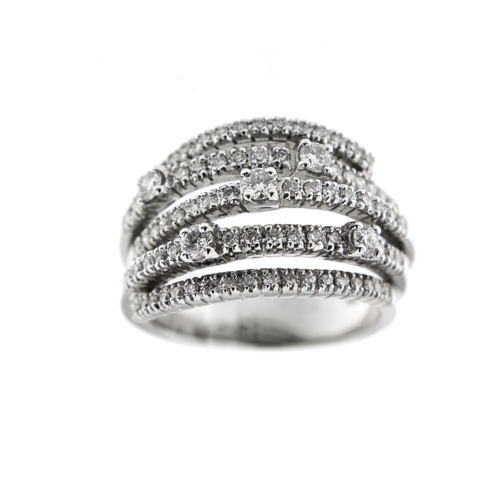 anello oro bianco a fascia con diamanti 6
