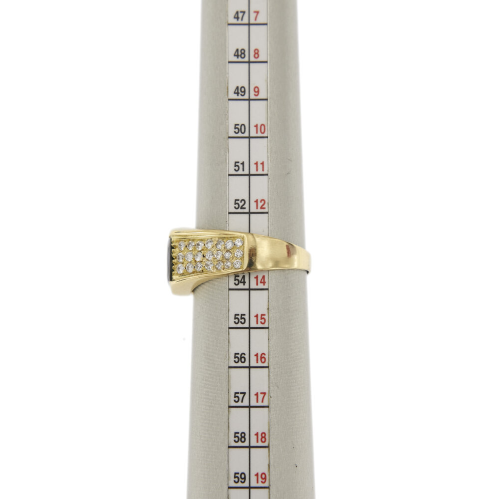 Anello oro giallo con zaffiro e diamanti fuso misura dito 13