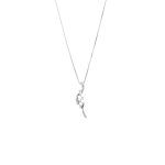 Collana in oro bianco 18 kt, maglia veneziana, con ciondolo contenente 6 diamanti naturali da 0.01 ct cad. totale 0.06 ct , colore GH , purezza VS.