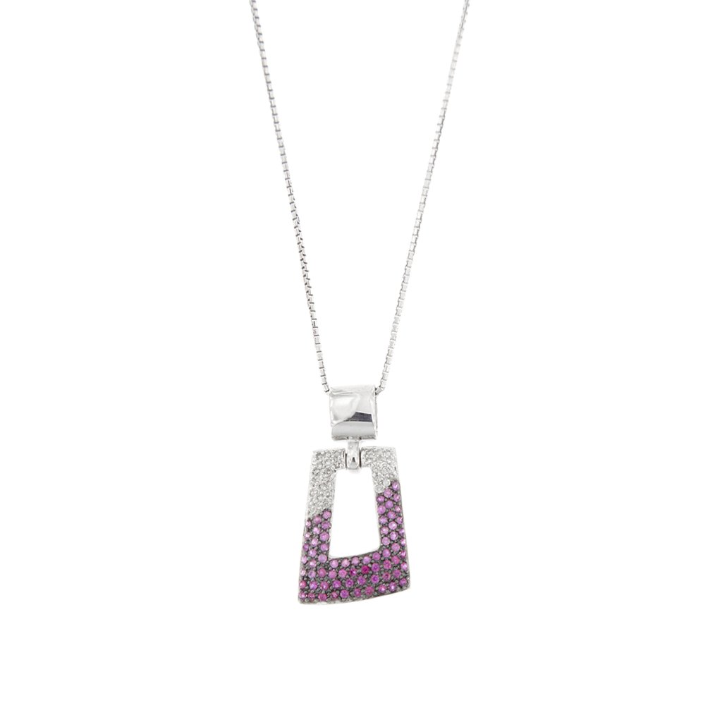Necklace with pendant, diamonds and rubies