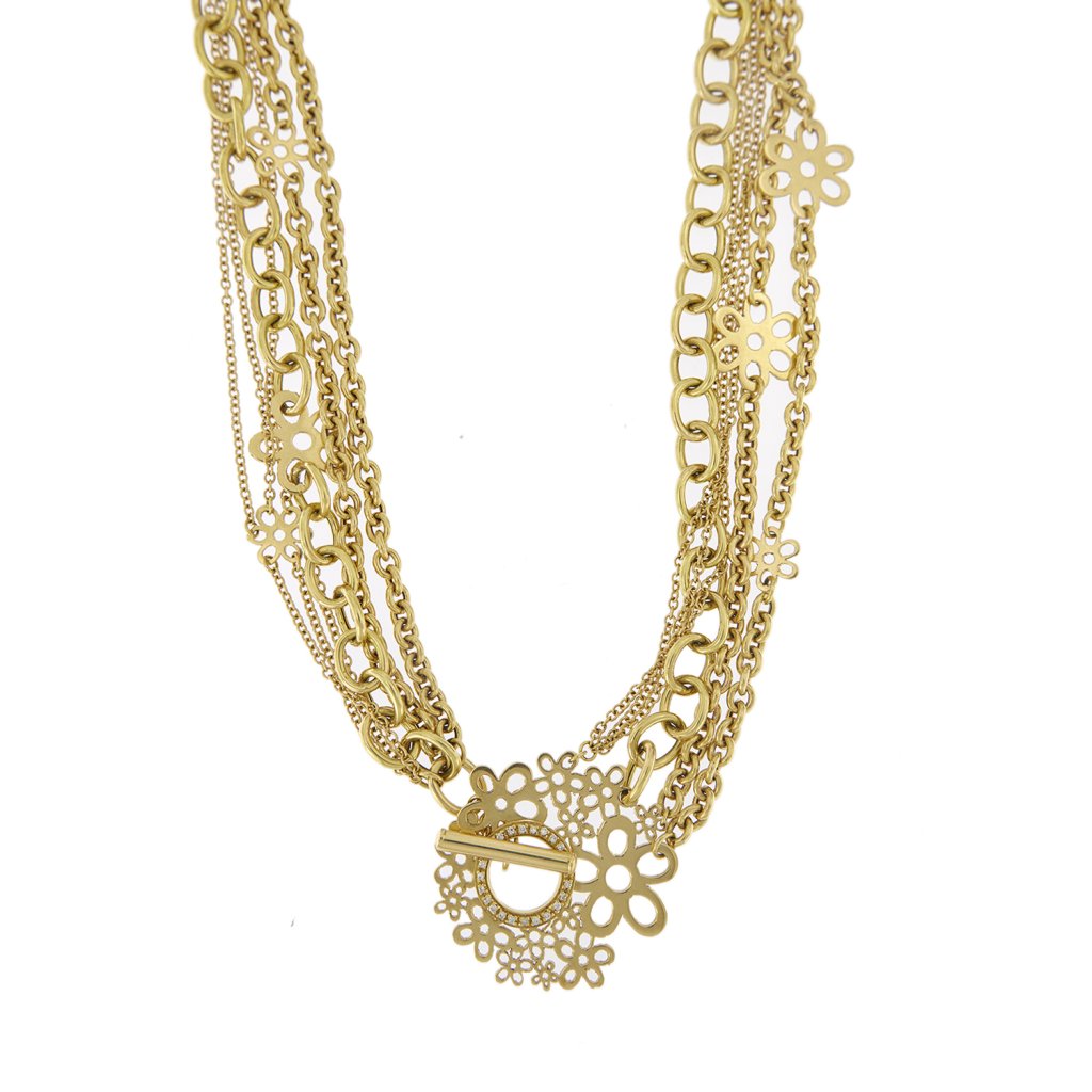 Multi-strand necklace with diamonds