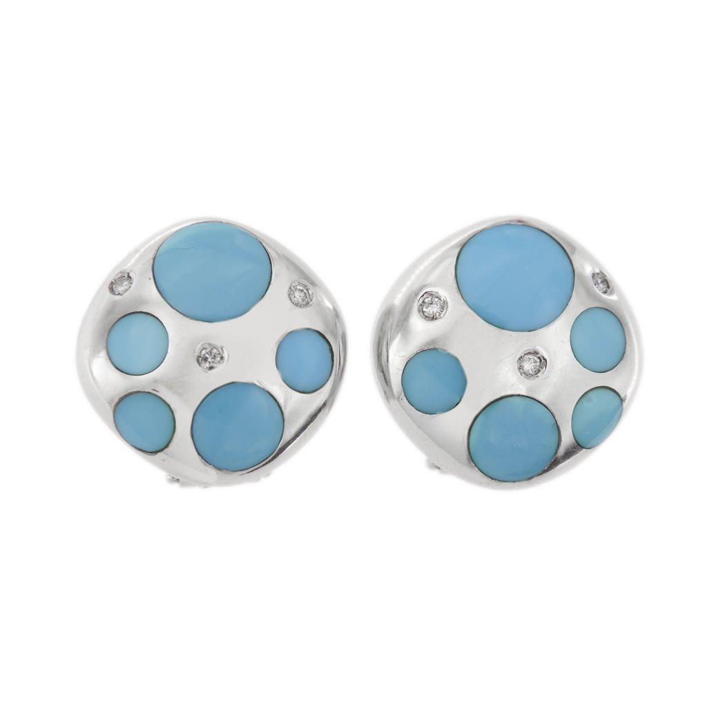 Earrings with turquoise and diamonds