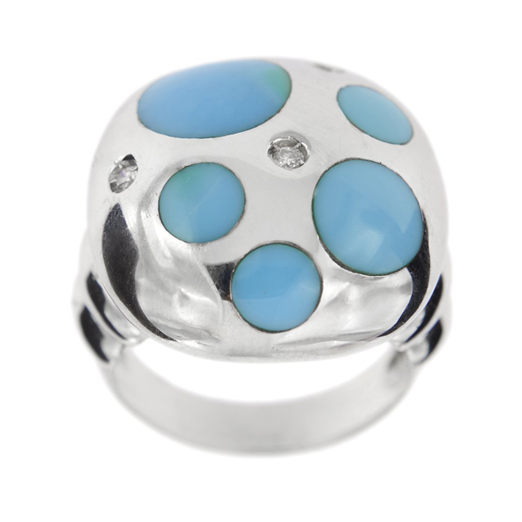 Ring with turquoise and diamonds