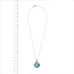 collana oro bianco con ciondolo con diamanti e turchesi foto paragone righello per misura gioiello lunghezza in cm