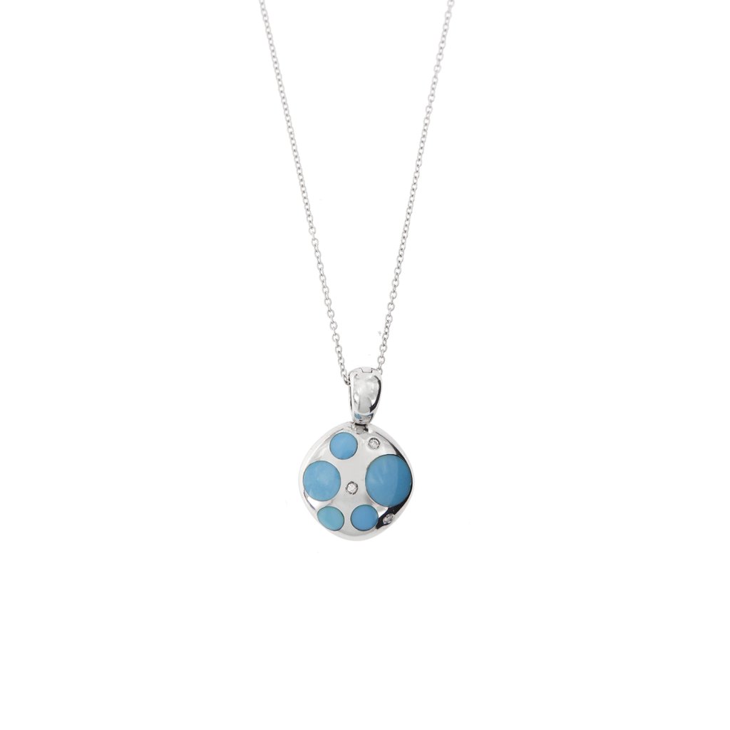 Necklace with turquoise and diamonds
