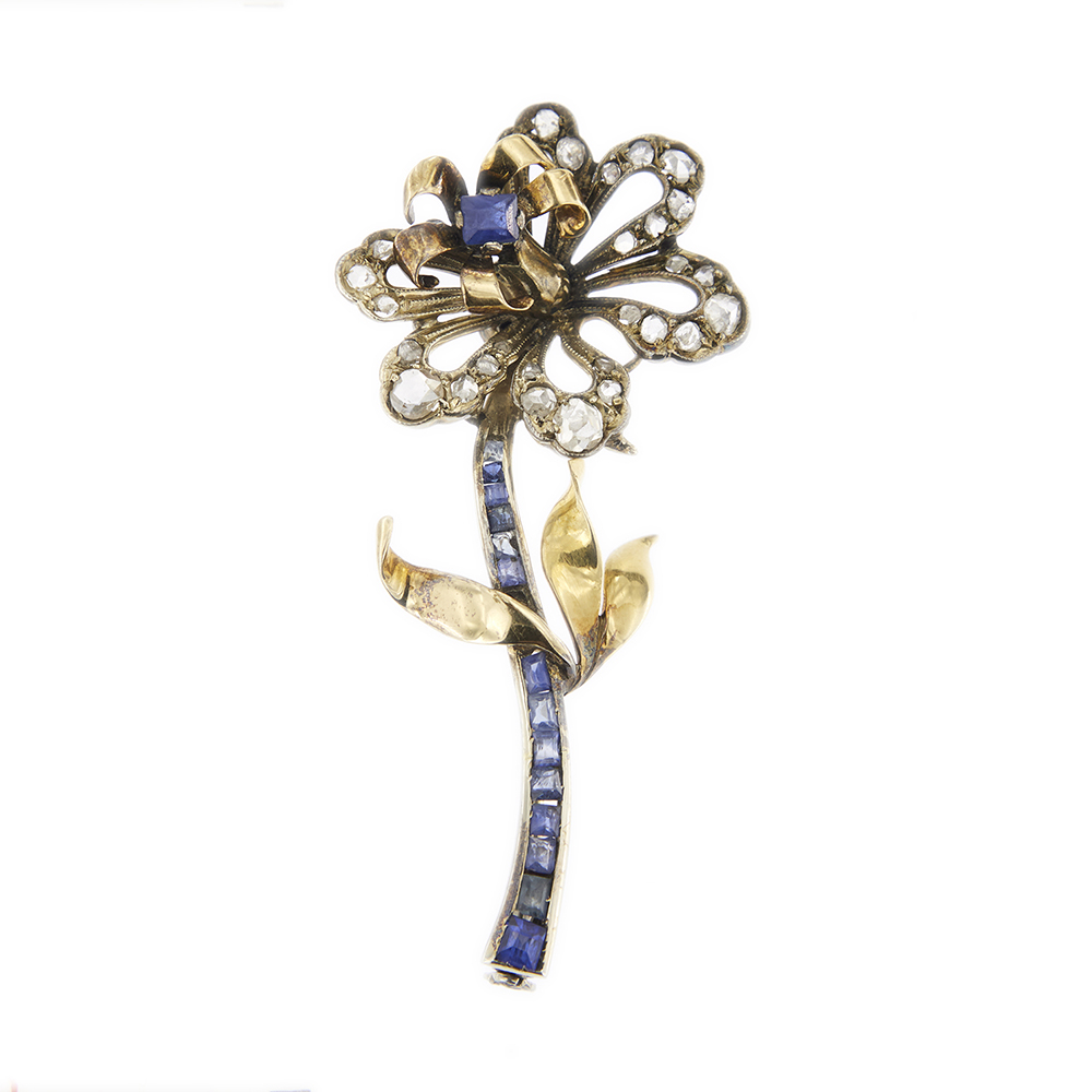 Art Deco brooch with diamonds and sapphires