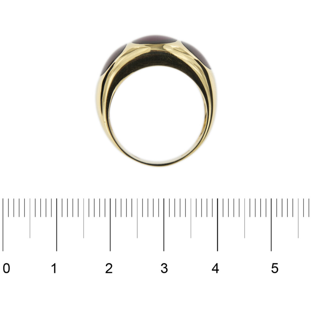 anello oro giallo con granati righello