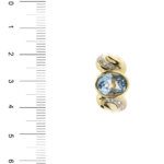 Anello oro giallo con diamanti e topazio foto paragone righello per misura gioiello in cm