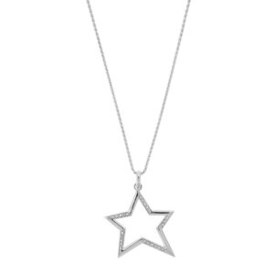 Collana oro bianco con ciondolo stella con diamanti