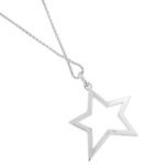 Collana oro bianco con ciondolo stella con diamanti zoom ciondolo retro