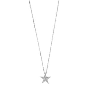 Collana oro bianco con ciondolo stella con diamanti