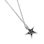Collana oro bianco con ciondolo stella con diamanti retro ciondolo