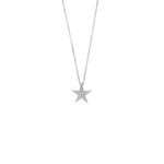 Collana in oro bianco 18 kt, maglia forzatina con ciondolo a stella con 9 diamanti taglio brillante da 0.02 ct cad., totale 0.18 ct - colore FG e purezza VS.