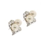 orecchini oro bianco con diamanti e perle 2