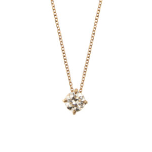 Collana in oro rosa 18 kt maglia rolò e ciondolo punto luce con diamante taglio brillante da 0.51 ct, colore JK purezza VVS.