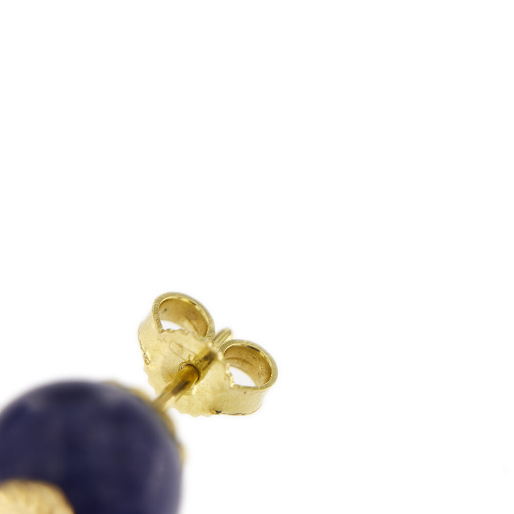 orecchini lobo oro giallo sfere lapislazzuli