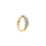 prospettiva lato di anello 2 ori con 5 diamanti
