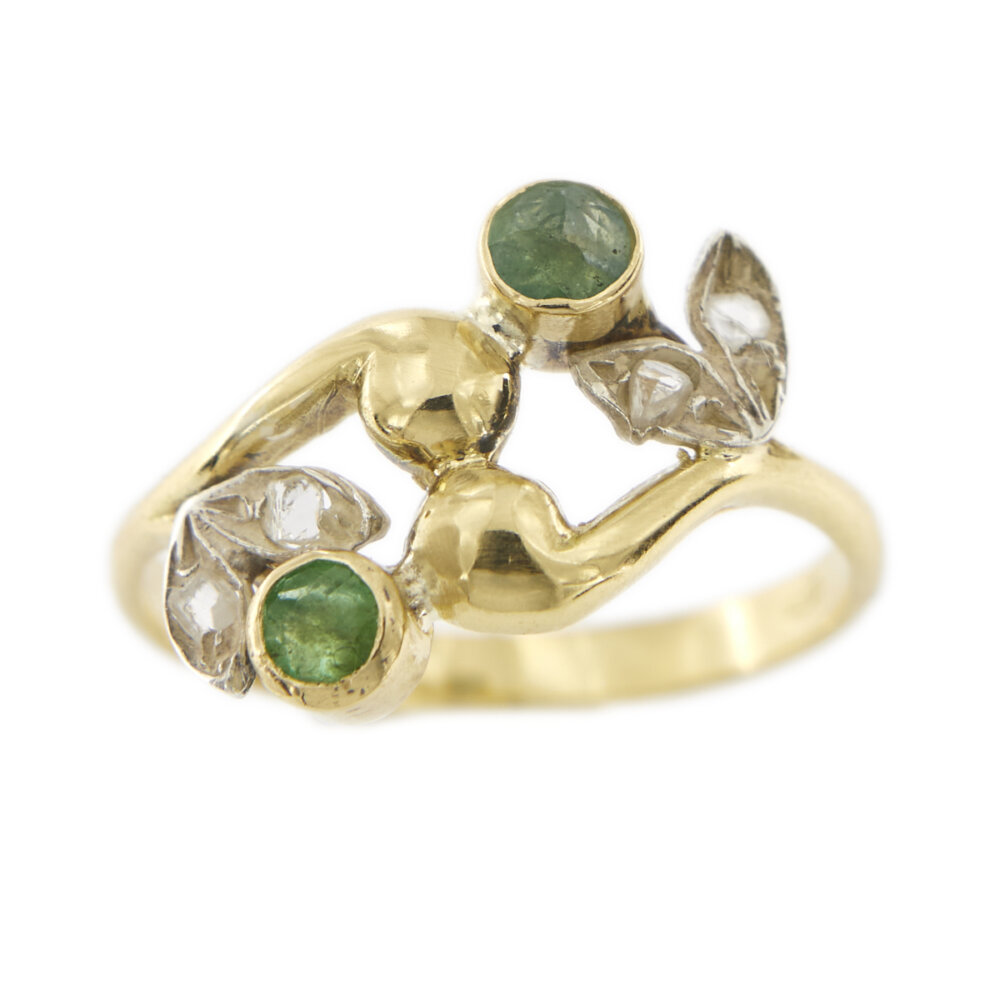 29565-anello-oro-smeraldo-diamanti-foglia 1