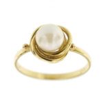 anello oro giallo con perla centrale in forma a nido 9