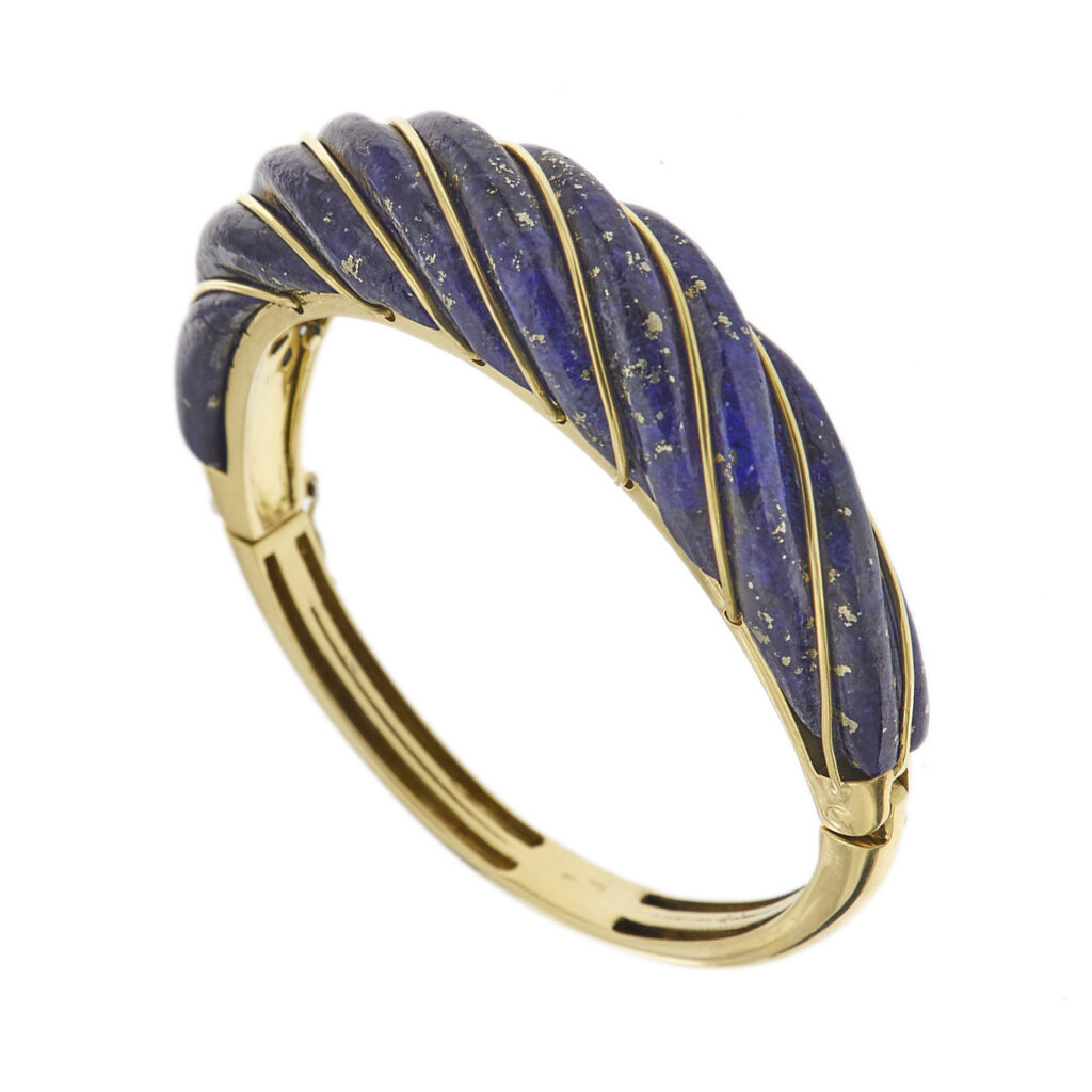 Rigid bracelet with lapis lazuli