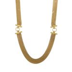 Collana multifilo in oro giallo 18 kt a maglia veneta allungata, composta da 3 parti alternate a due cerchi.