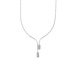 Collier a segmenti in oro bianco 18 kt con in centro 32 diamanti taglio brillante da 0.02 ct cad. totale 0,64 ct - colore FG e purezza VS.