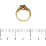 anello a fiore oro giallo con rubini e diamanti foto paragone righello per misura gioiello in cm