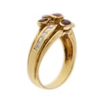 anello a fiore oro giallo con rubini e diamanti