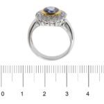 anello due ori con zaffiro e diamanti foto paragone righello per misura in cm