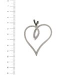 ciondolo a forma di cuore in oro bianco con diamanti foto paragone righello per misura gioiello lunghezza e grandezza in cm