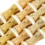 zoom dettaglio maglia di bracciale tank oro bianco, giallo e rosa
