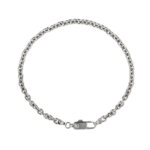 Bracciale unisex maglia rolò in oro bianco 18 kt con chiusura a moschettone brevettata.