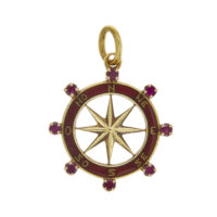 30812-ciondolo-oro-smalto-rubini-rosa dei venti 50