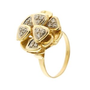 anello a fiore in oro giallo con diamanti