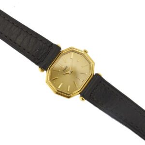 orologio Piaget con quadrante in oro giallo e cinturino nero