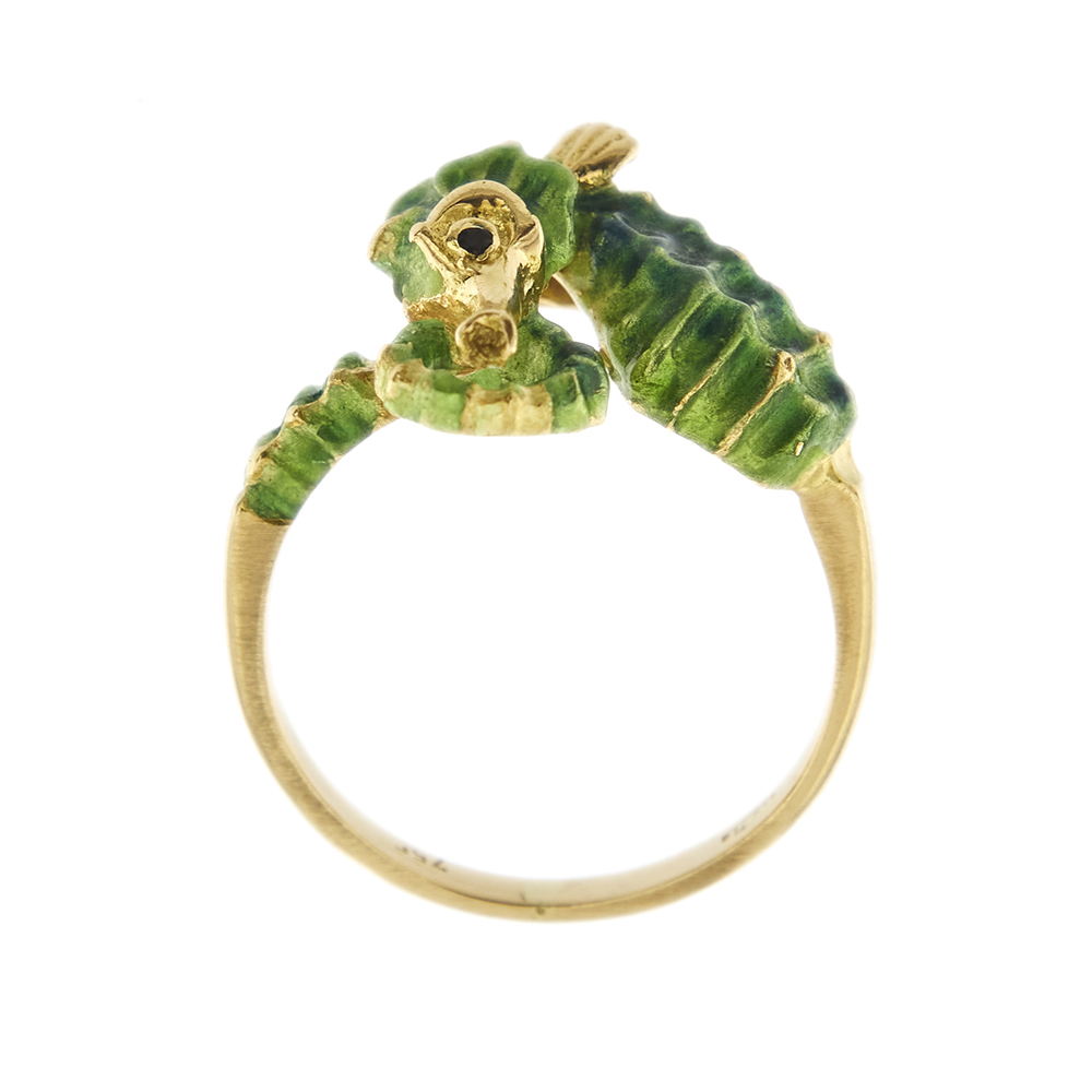 32428-anello-oro-smalto-verde-cavalluccio-marino 1a
